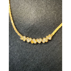 Vintage GIVENCHY Paris New York Pavé Rhinestone Heart Pendant Necklace